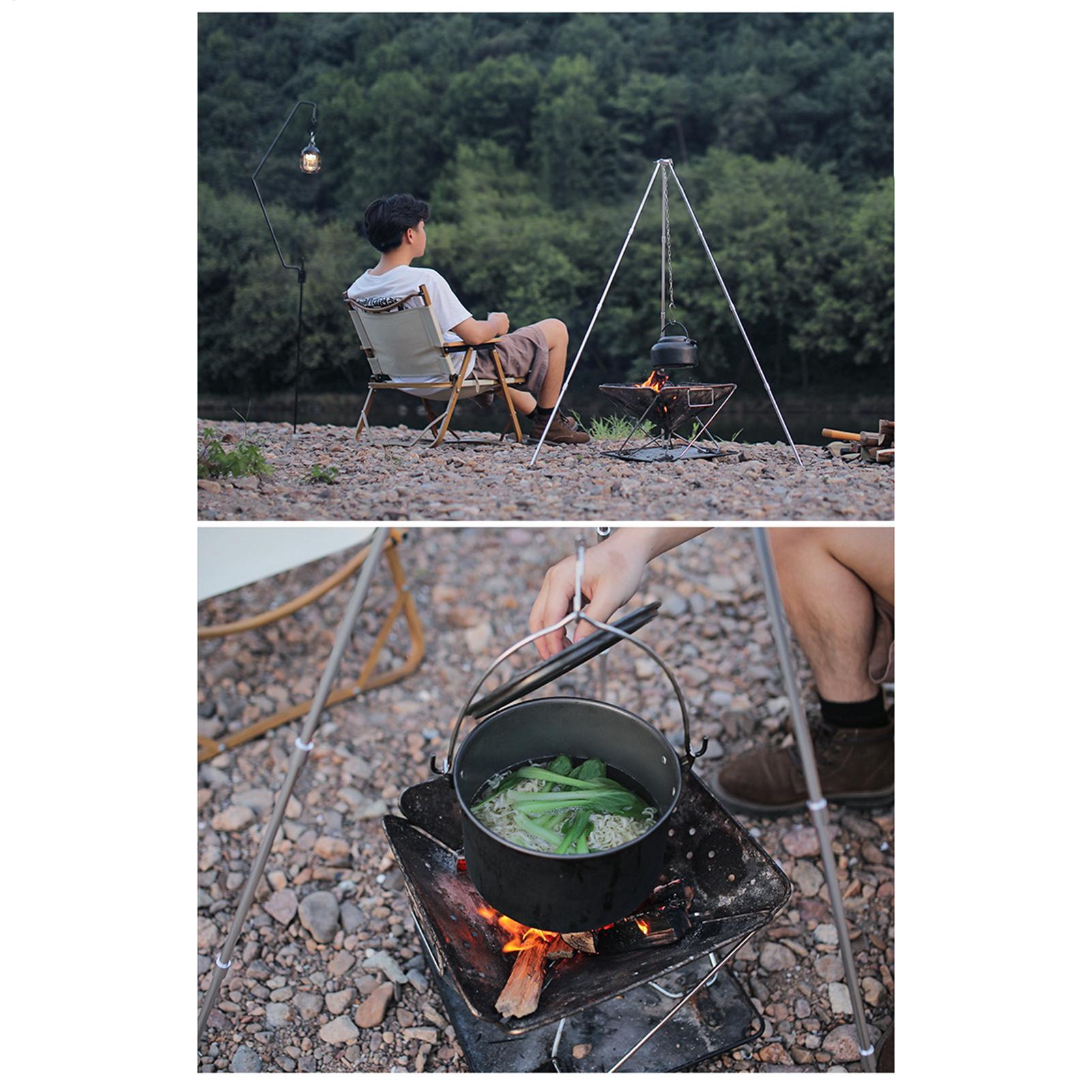 ขาตั้งเตาไฟกลางแจ้งแบบพกพาขนาด - Camping Cooking Pot Large บทวิจารณ์และราคา