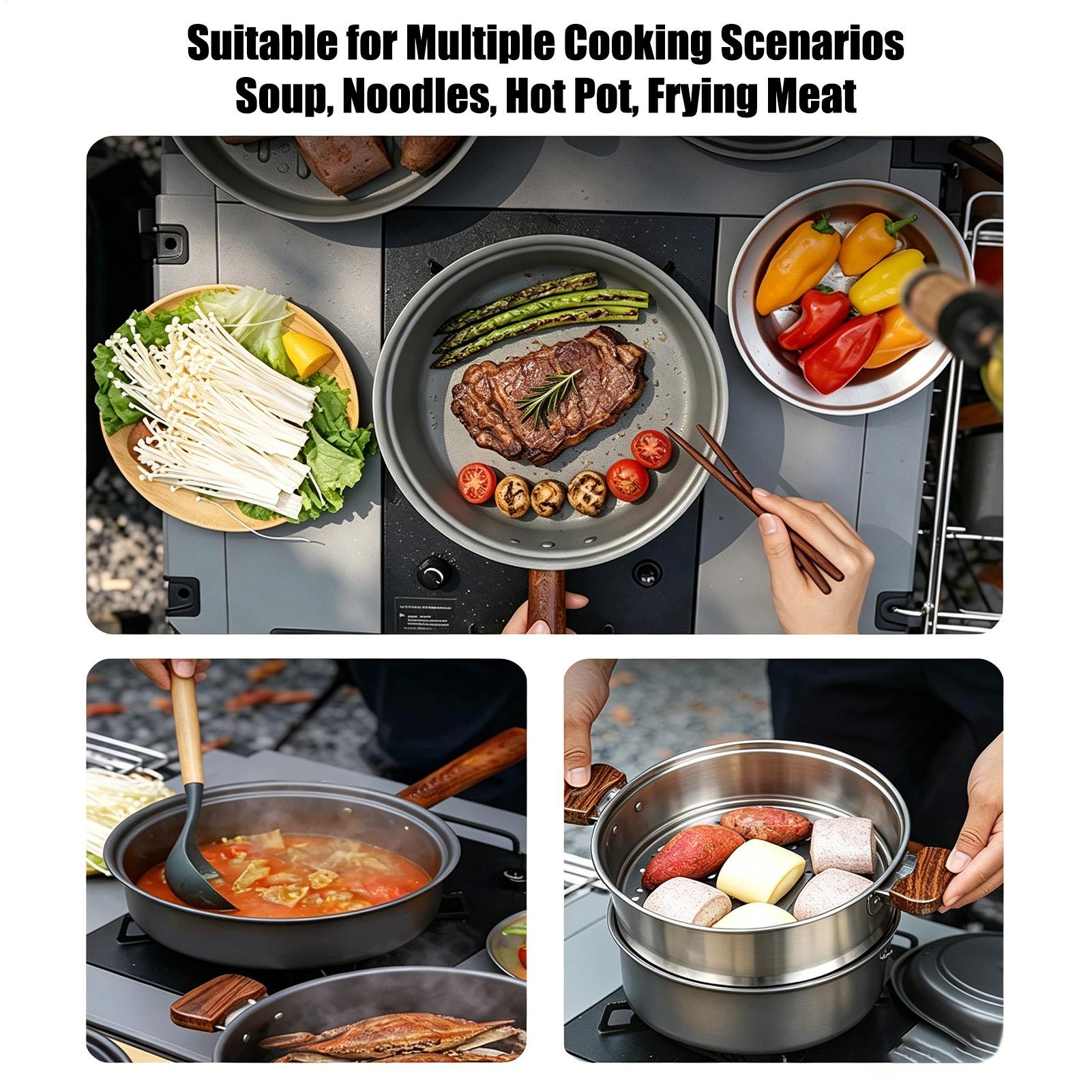 หม้อแคมป์ปิ้งแบบพกพาขนาดใหญ่ น - Camping Cooking Pot Large บทวิจารณ์และราคา