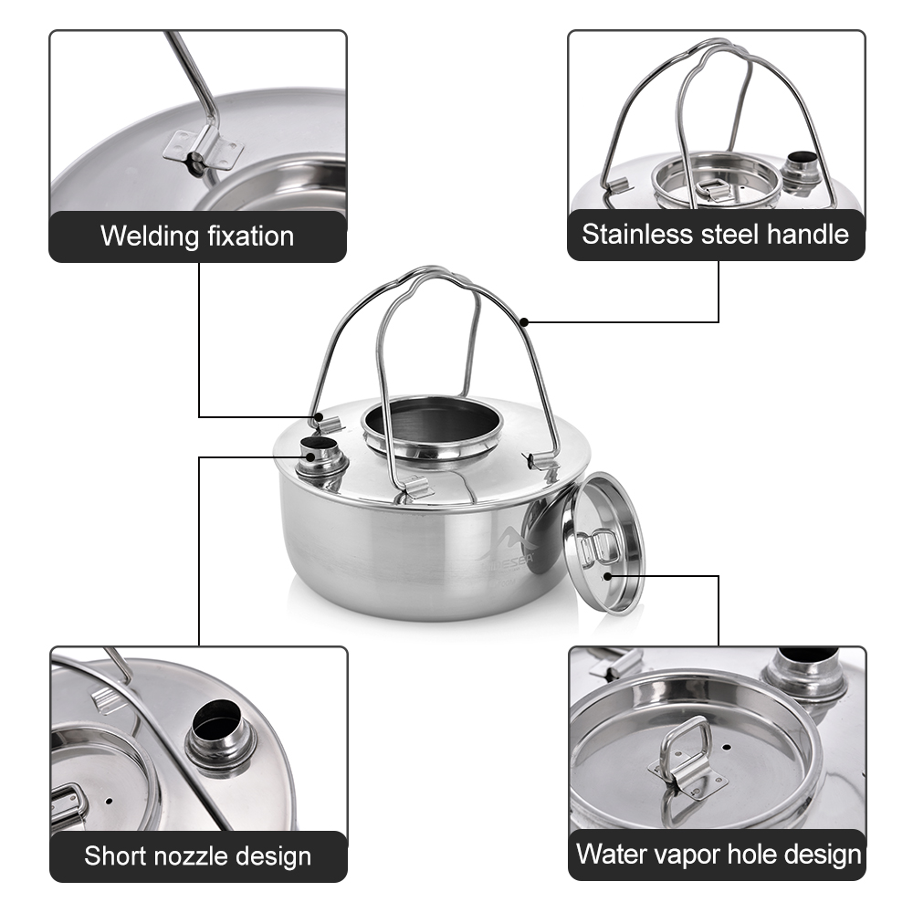เครื่องครัวสแตนเลสแบบมีรูสั้นส - Camping Cooking Kettle บทวิจารณ์และราคา