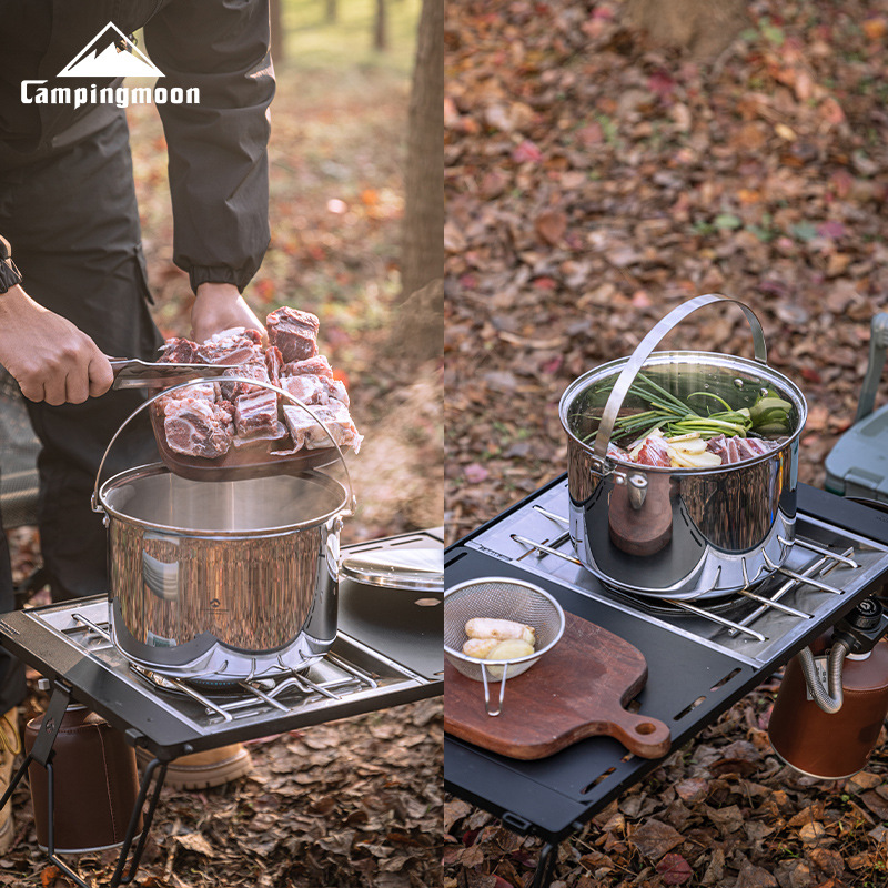 CAMPINGMOON CC-24 หม้อสแตนเลสค - Camping Cooking Pot Large บทวิจารณ์และราคา