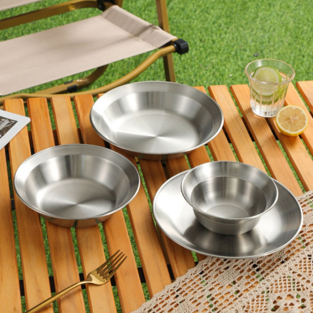 ชุดช้อนส้อมสแตนเลส จานและชาม ช - Camping Cooking Plate บทวิจารณ์และราคา