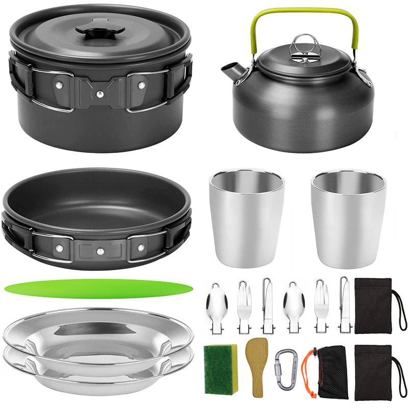 1 ชุดหม้อกลางแจ้ง กระทะ ชุดเคร - Camping Cooking Kettle บทวิจารณ์และราคา