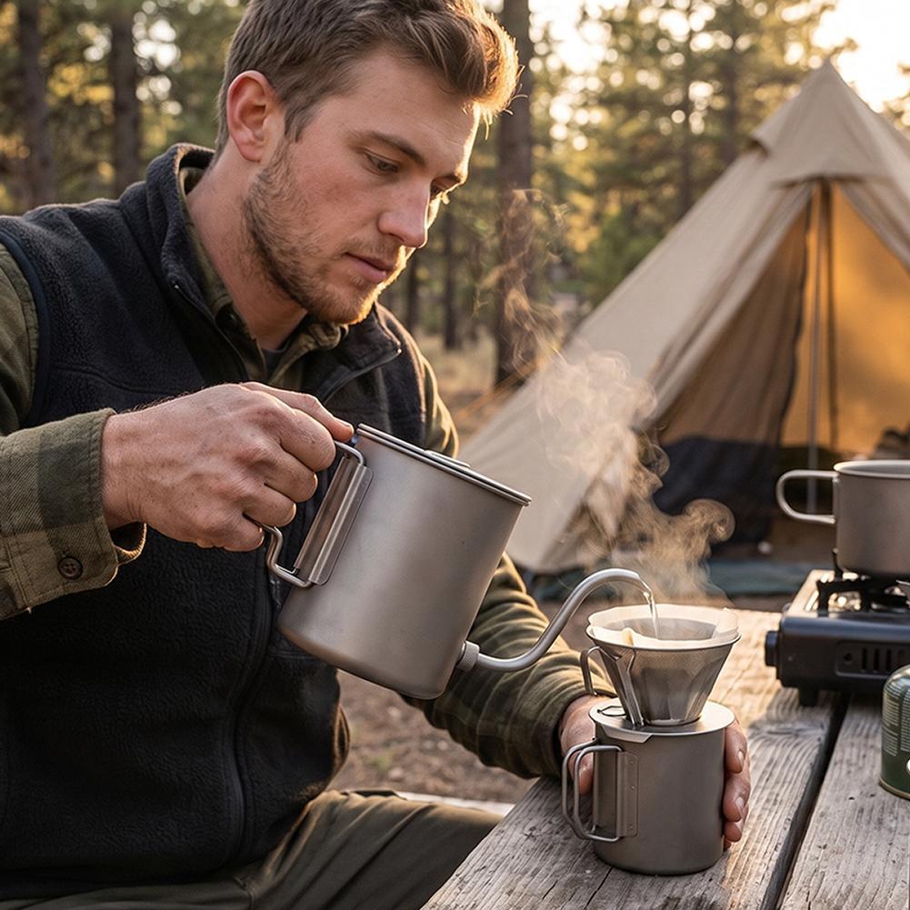 กาต้มน้ำไทเทเนียมบริสุทธิ์ 420 - Camping Cooking Lightweight บทวิจารณ์และราคา